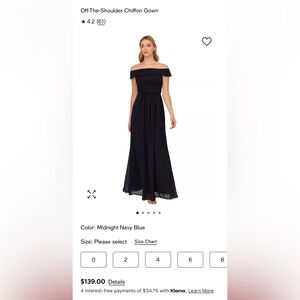 Adrianna Papell Off-Shoulder Navy Blue Dress